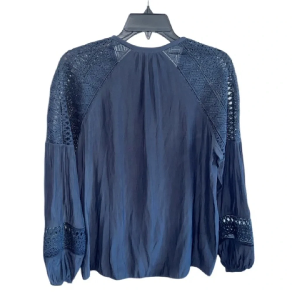 Ramy Brook Winnie Navy Blouse Crochet Trim Sz Small